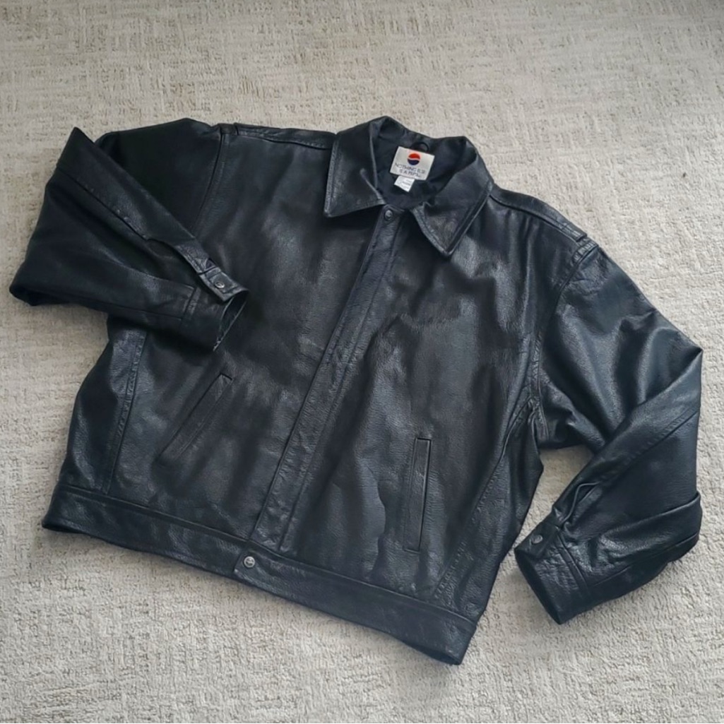 Vintage Pepsi Jacket  Medium  Black Leather Bomber  Pepsi  New With Tag